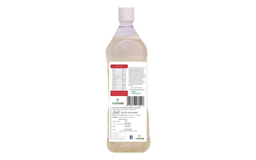 Hathmic Extra Virgin Raw Coconut Oil   Bottle  200 millilitre